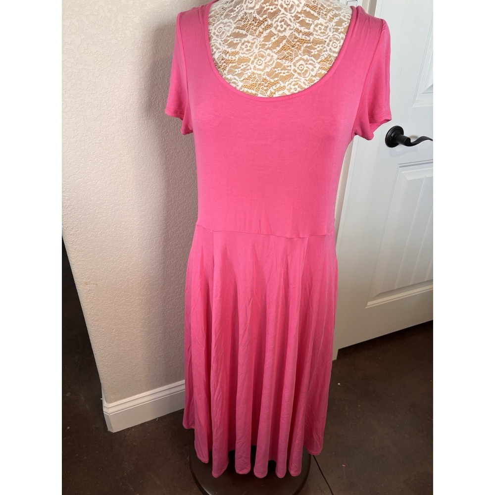 Posh Peanut Cruising' Pink Women's Scoop Midi Flair Dress Bamboo XL Pockets